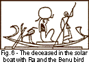 Fig. 6 - The deceased in the Solar Boat with Ra and the Benu bird