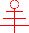 <triple cross descending from circle>