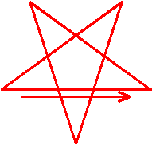 (point down pentagram, first stroke left to right)