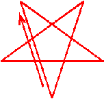 (point down pentagram, first stroke bottom to top left)