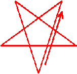 (point down pentagram, first stroke bottom to top right)