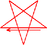 (point down pentagram, first stroke right to left)