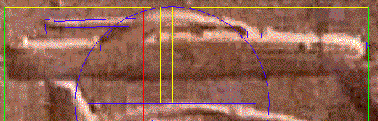 top of the boat  is a circle arc, whose center falls upon the top of the object below