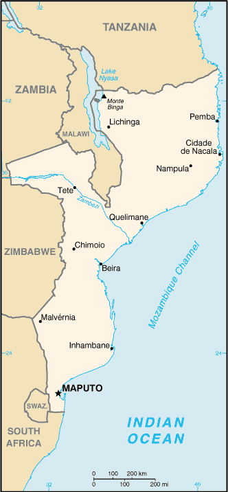 map of Mozambique