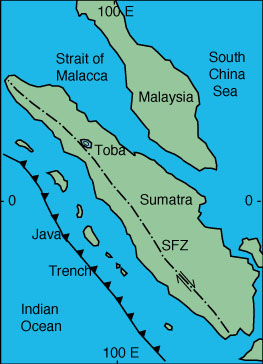 Map indicating the Sumatra Fracture Zone (SFZ). 