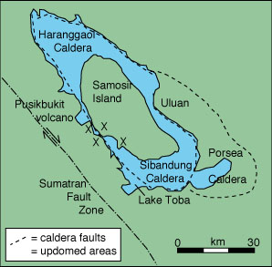 Map of the Toba caldera from Knight and others (1986). 