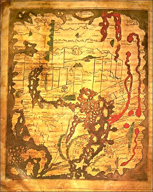 210 Anglo Saxon or Cottonian world map 900 A D 
