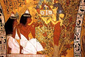 Hathor in tree, fresco, tomb of Sennedjem
